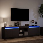 vidaXL Dulap TV cu LED, negru, 180x34x50 cm, lemn prelucrat