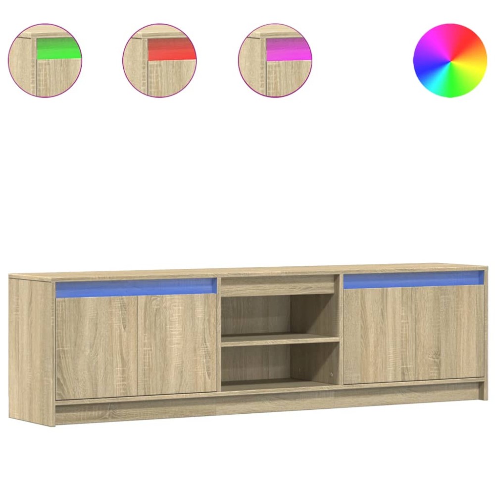 vidaXL Dulap TV cu LED, stejar sonoma, 180x34x50 cm, lemn prelucrat
