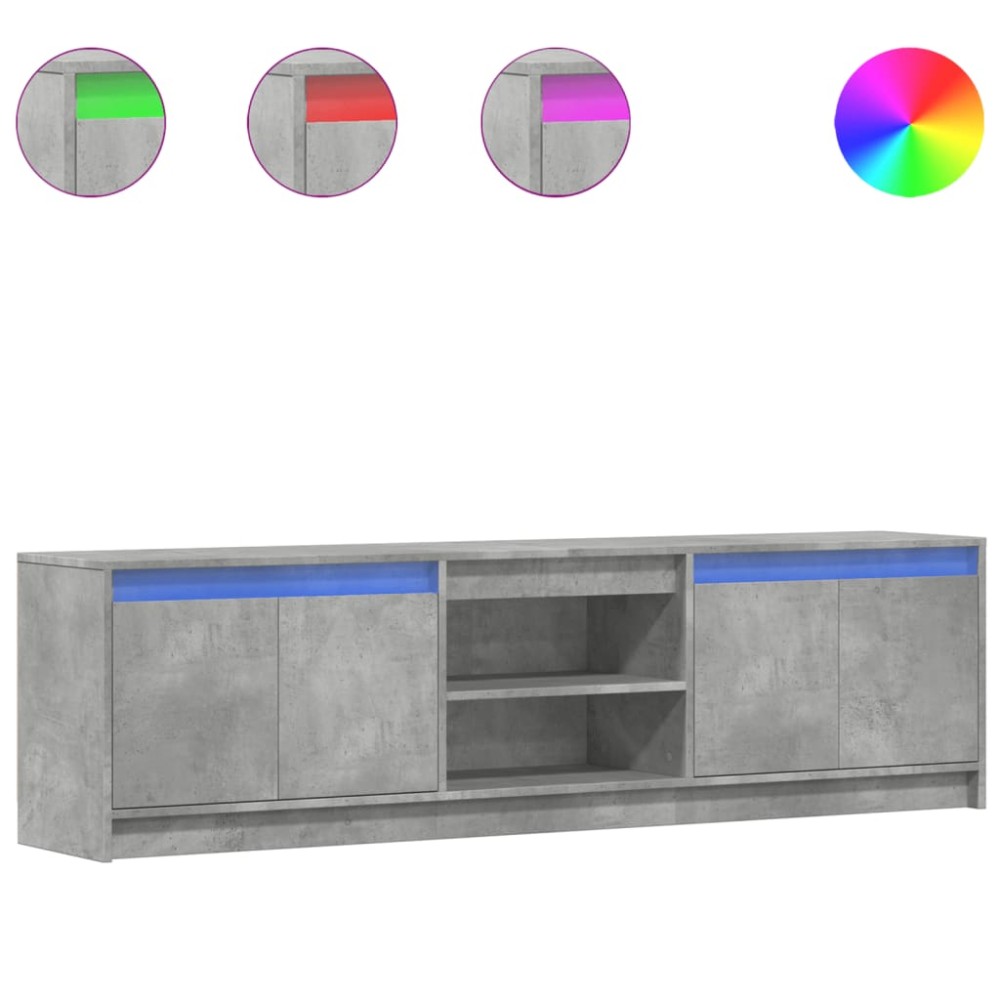 vidaXL Dulap TV cu LED, gri beton, 180x34x50 cm, lemn prelucrat