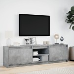 vidaXL Dulap TV cu LED, gri beton, 180x34x50 cm, lemn prelucrat