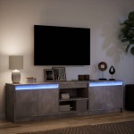 vidaXL Dulap TV cu LED, gri beton, 180x34x50 cm, lemn prelucrat