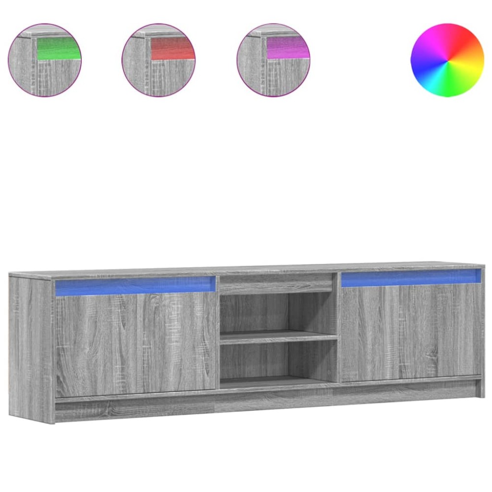vidaXL Dulap TV cu LED, gri sonoma, 180x34x50 cm, lemn prelucrat