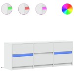 vidaXL Comodă TV cu LED, alb, 140x34x50 cm, lemn prelucrat vidaXL Comodă TV cu LED, alb, 140x34x50 cm, lemn prelucrat