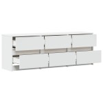 vidaXL Comodă TV cu LED, alb, 140x34x50 cm, lemn prelucrat vidaXL Comodă TV cu LED, alb, 140x34x50 cm, lemn prelucrat