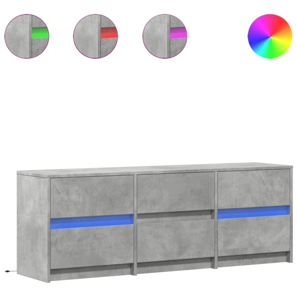 vidaXL Dulap TV cu LED, gri beton, 140x34x50 cm, lemn prelucrat
