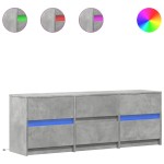 vidaXL Dulap TV cu LED, gri beton, 140x34x50 cm, lemn prelucrat