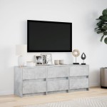 vidaXL Dulap TV cu LED, gri beton, 140x34x50 cm, lemn prelucrat