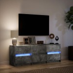 vidaXL Dulap TV cu LED, gri beton, 140x34x50 cm, lemn prelucrat