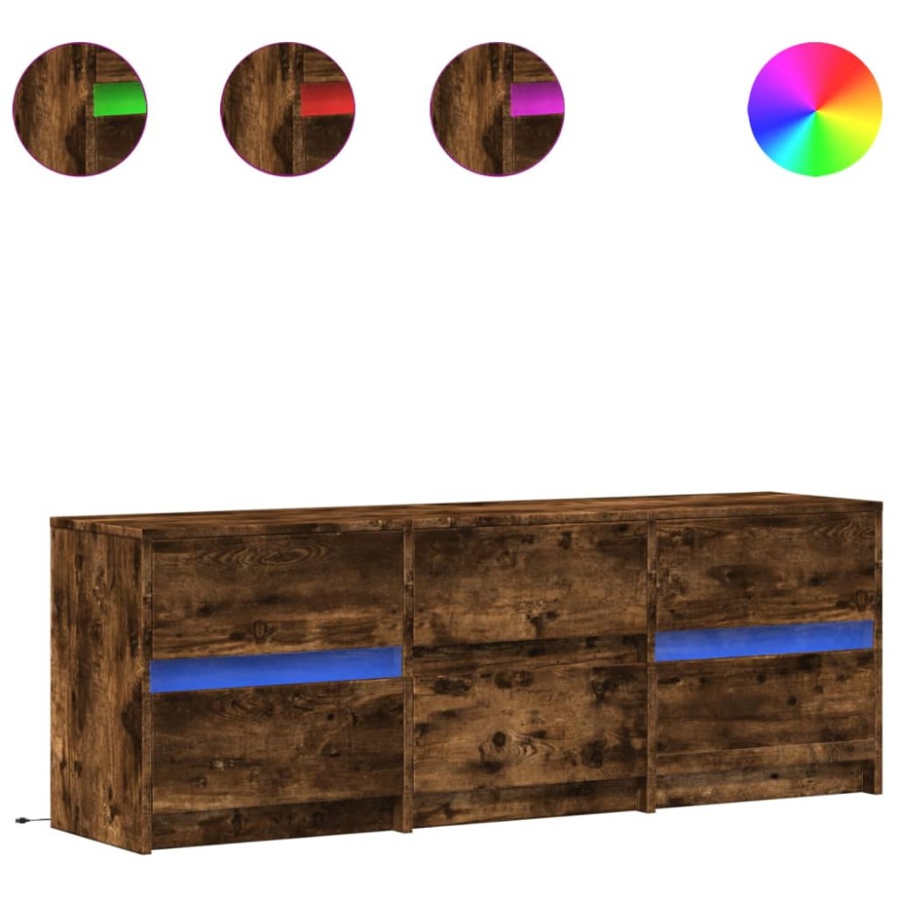 vidaXL Dulap TV cu LED, stejar fumuriu, 140x34x50 cm, lemn prelucrat