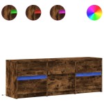 vidaXL Dulap TV cu LED, stejar fumuriu, 140x34x50 cm, lemn prelucrat
