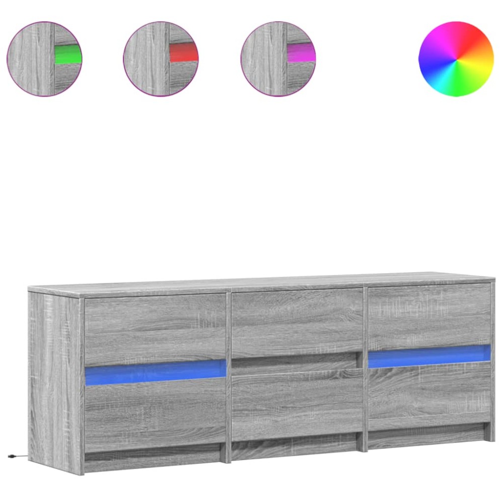 vidaXL Dulap TV cu LED, gri sonoma, 140x34x50 cm, lemn prelucrat