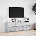 vidaXL Dulap TV cu LED, gri sonoma, 140x34x50 cm, lemn prelucrat