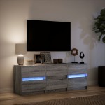 vidaXL Dulap TV cu LED, gri sonoma, 140x34x50 cm, lemn prelucrat