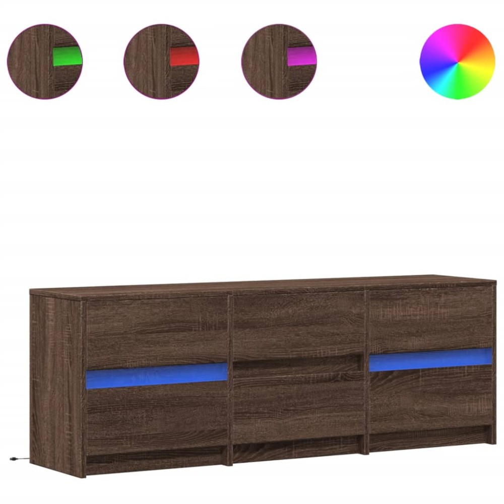 vidaXL Dulap TV cu LED, stejar maro, 140x34x50 cm, lemn prelucrat