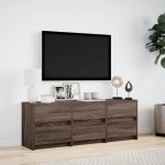 vidaXL Dulap TV cu LED, stejar maro, 140x34x50 cm, lemn prelucrat