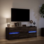 vidaXL Dulap TV cu LED, stejar maro, 140x34x50 cm, lemn prelucrat