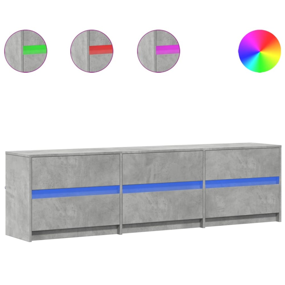 vidaXL Dulap TV cu LED, gri beton, 180x34x50 cm, lemn prelucrat