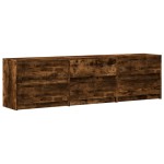 vidaXL Dulap TV cu LED, stejar fumuriu, 180x34x50 cm, lemn prelucrat