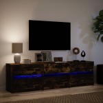 vidaXL Dulap TV cu LED, stejar fumuriu, 180x34x50 cm, lemn prelucrat