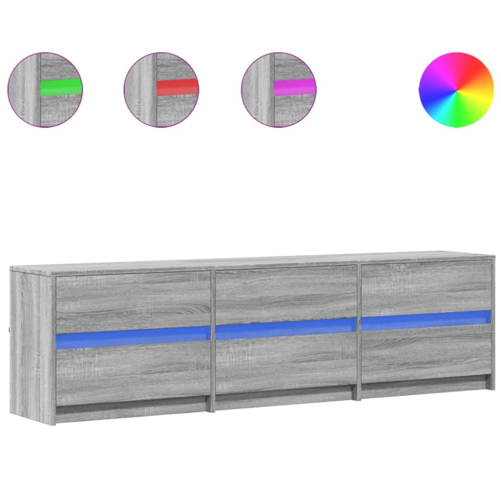 vidaXL Dulap TV cu LED, gri sonoma, 180x34x50 cm, lemn prelucrat