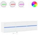 vidaXL Comodă TV de perete cu lumini LED, alb, 180x31x45 cm vidaXL Comodă TV de perete cu lumini LED, alb, 180x31x45 cm