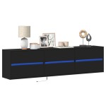 vidaXL Dulap TV de perete cu lumini LED, negru, 180x31x45 cm vidaXL Dulap TV de perete cu lumini LED, negru, 180x31x45 cm