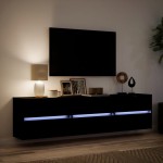 vidaXL Dulap TV de perete cu lumini LED, negru, 180x31x45 cm vidaXL Dulap TV de perete cu lumini LED, negru, 180x31x45 cm
