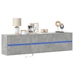 vidaXL Comodă TV de perete cu lumini LED, gri beton, 180x31x45 cm vidaXL Comodă TV de perete cu lumini LED, gri beton, 180x31x45 cm