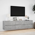 vidaXL Comodă TV de perete cu lumini LED, gri beton, 180x31x45 cm vidaXL Comodă TV de perete cu lumini LED, gri beton, 180x31x45 cm