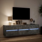 vidaXL Comodă TV de perete cu lumini LED, gri beton, 180x31x45 cm vidaXL Comodă TV de perete cu lumini LED, gri beton, 180x31x45 cm