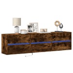 vidaXL Dulap TV de perete cu lumini LED, stejar fumuriu, 180x31x45 cm vidaXL Dulap TV de perete cu lumini LED, stejar fumuriu, 180x31x45 cm