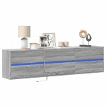 vidaXL Comodă TV de perete cu lumini LED, gri sonoma, 180x31x45 cm vidaXL Comodă TV de perete cu lumini LED, gri sonoma, 180x31x45 cm