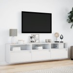 vidaXL Comodă TV de perete cu lumini LED, alb, 180x31x45 cm vidaXL Comodă TV de perete cu lumini LED, alb, 180x31x45 cm