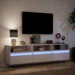 vidaXL Comodă TV de perete cu lumini LED, alb, 180x31x45 cm vidaXL Comodă TV de perete cu lumini LED, alb, 180x31x45 cm