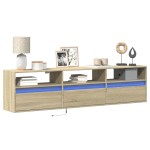 vidaXL Dulap TV de perete cu lumini LED, stejar sonoma, 180x31x45 cm vidaXL Dulap TV de perete cu lumini LED, stejar sonoma, 180x31x45 cm