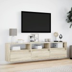 vidaXL Dulap TV de perete cu lumini LED, stejar sonoma, 180x31x45 cm vidaXL Dulap TV de perete cu lumini LED, stejar sonoma, 180x31x45 cm