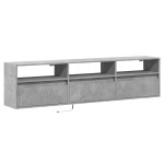 vidaXL Comodă TV de perete cu lumini LED, gri beton, 180x31x45 cm vidaXL Comodă TV de perete cu lumini LED, gri beton, 180x31x45 cm