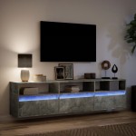 vidaXL Comodă TV de perete cu lumini LED, gri beton, 180x31x45 cm vidaXL Comodă TV de perete cu lumini LED, gri beton, 180x31x45 cm