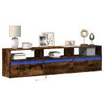 vidaXL Dulap TV de perete cu lumini LED, stejar fumuriu, 180x31x45 cm vidaXL Dulap TV de perete cu lumini LED, stejar fumuriu, 180x31x45 cm