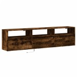 vidaXL Dulap TV de perete cu lumini LED, stejar fumuriu, 180x31x45 cm vidaXL Dulap TV de perete cu lumini LED, stejar fumuriu, 180x31x45 cm