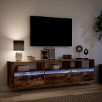 vidaXL Dulap TV de perete cu lumini LED, stejar fumuriu, 180x31x45 cm vidaXL Dulap TV de perete cu lumini LED, stejar fumuriu, 180x31x45 cm