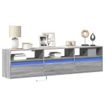 vidaXL Comodă TV de perete cu lumini LED, gri sonoma, 180x31x45 cm vidaXL Comodă TV de perete cu lumini LED, gri sonoma, 180x31x45 cm