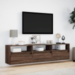 vidaXL Dulap TV de perete cu lumini LED, stejar maro, 180x31x45 cm vidaXL Dulap TV de perete cu lumini LED, stejar maro, 180x31x45 cm