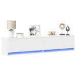 vidaXL Comodă TV de perete cu lumini LED, alb, 180x31x38 cm vidaXL Comodă TV de perete cu lumini LED, alb, 180x31x38 cm