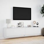 vidaXL Comodă TV de perete cu lumini LED, alb, 180x31x38 cm vidaXL Comodă TV de perete cu lumini LED, alb, 180x31x38 cm