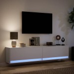 vidaXL Comodă TV de perete cu lumini LED, alb, 180x31x38 cm vidaXL Comodă TV de perete cu lumini LED, alb, 180x31x38 cm