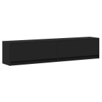 vidaXL Dulap TV de perete cu lumini LED, negru, 180x31x38 cm vidaXL Dulap TV de perete cu lumini LED, negru, 180x31x38 cm