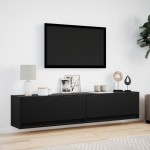 vidaXL Dulap TV de perete cu lumini LED, negru, 180x31x38 cm vidaXL Dulap TV de perete cu lumini LED, negru, 180x31x38 cm