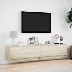vidaXL Dulap TV de perete cu lumini LED, stejar sonoma, 180x31x38 cm vidaXL Dulap TV de perete cu lumini LED, stejar sonoma, 180x31x38 cm