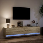 vidaXL Dulap TV de perete cu lumini LED, stejar sonoma, 180x31x38 cm vidaXL Dulap TV de perete cu lumini LED, stejar sonoma, 180x31x38 cm